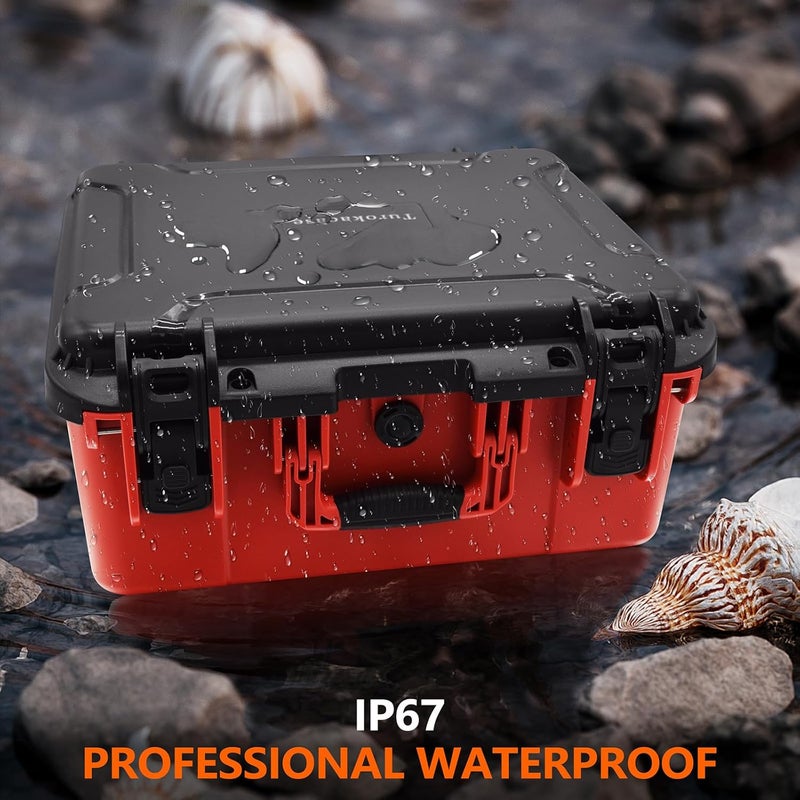 Turokacase Air Compressor Hard Storage Case for Milwaukee M18 Inflator 2848-20 - Waterproof, Dustproof, Shockproof Air Pump Storage Carrying Bag for Milwaukee Tools, Battery & Charger (Black & Red) - Image 3